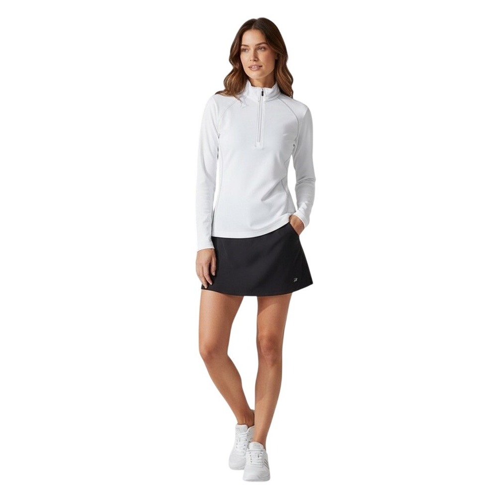 Glen Echo Golf Tennis Prep White Dry Gear Technology 1/4 Zip Long Sleeve Top S